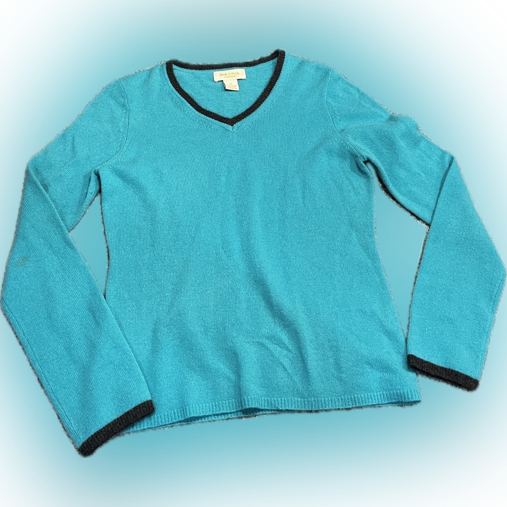 💎🧶 Peck & Peck Women’s 100% 2 Ply Cashmere V-Neck Sweater🧶💎